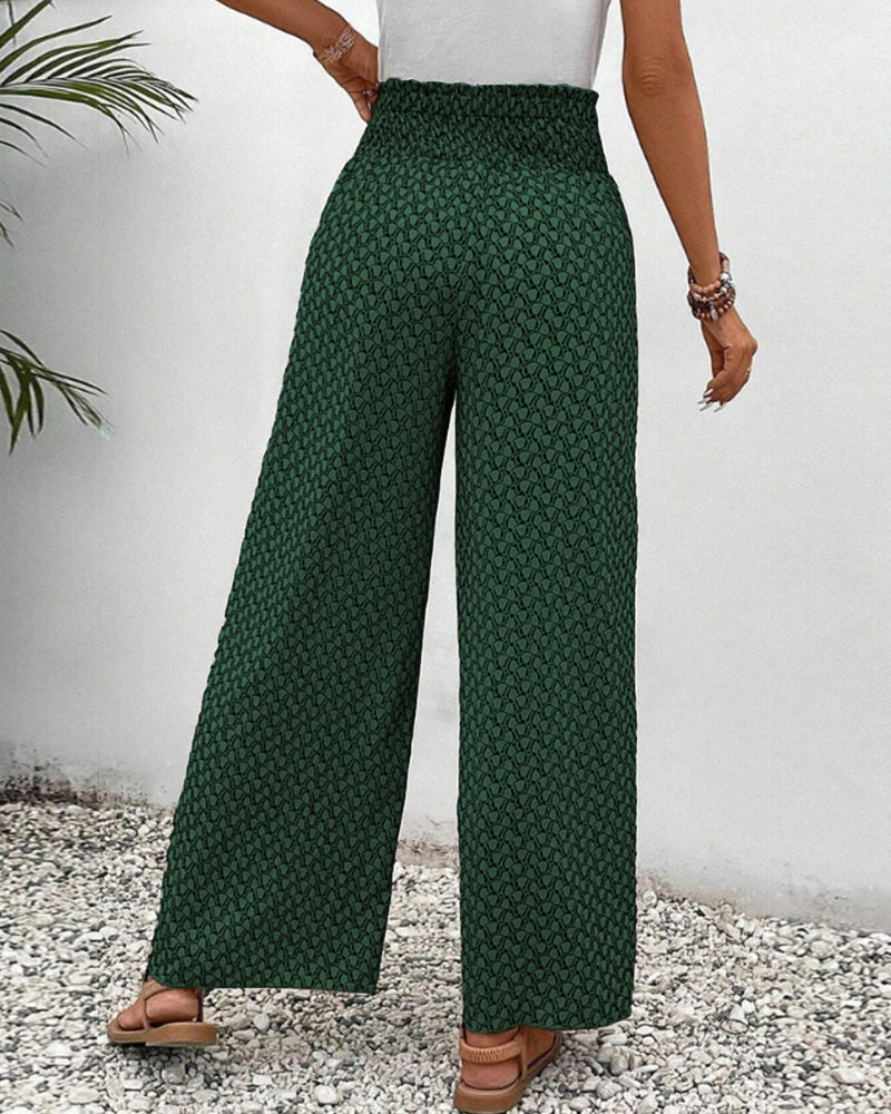 Pantalon large à cordon élastiqué à imprimé géométrique