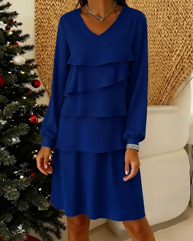 Robe Col V Manches Longues Niveau Couche