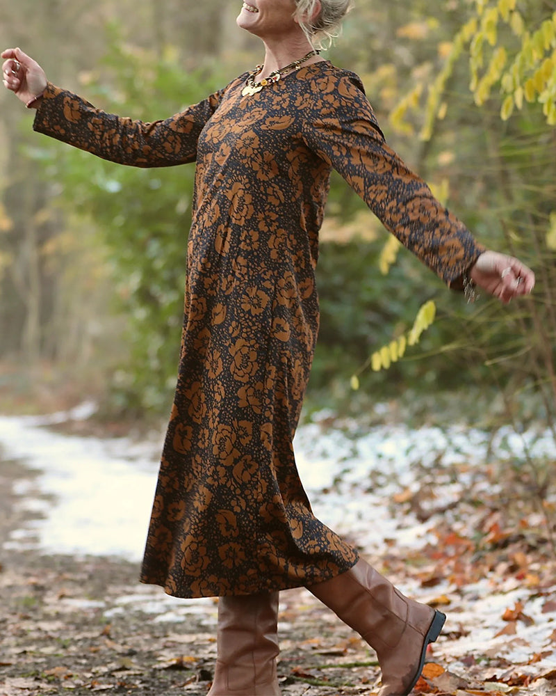 Robe Imprimé Floral Col Rond Coupe Ample