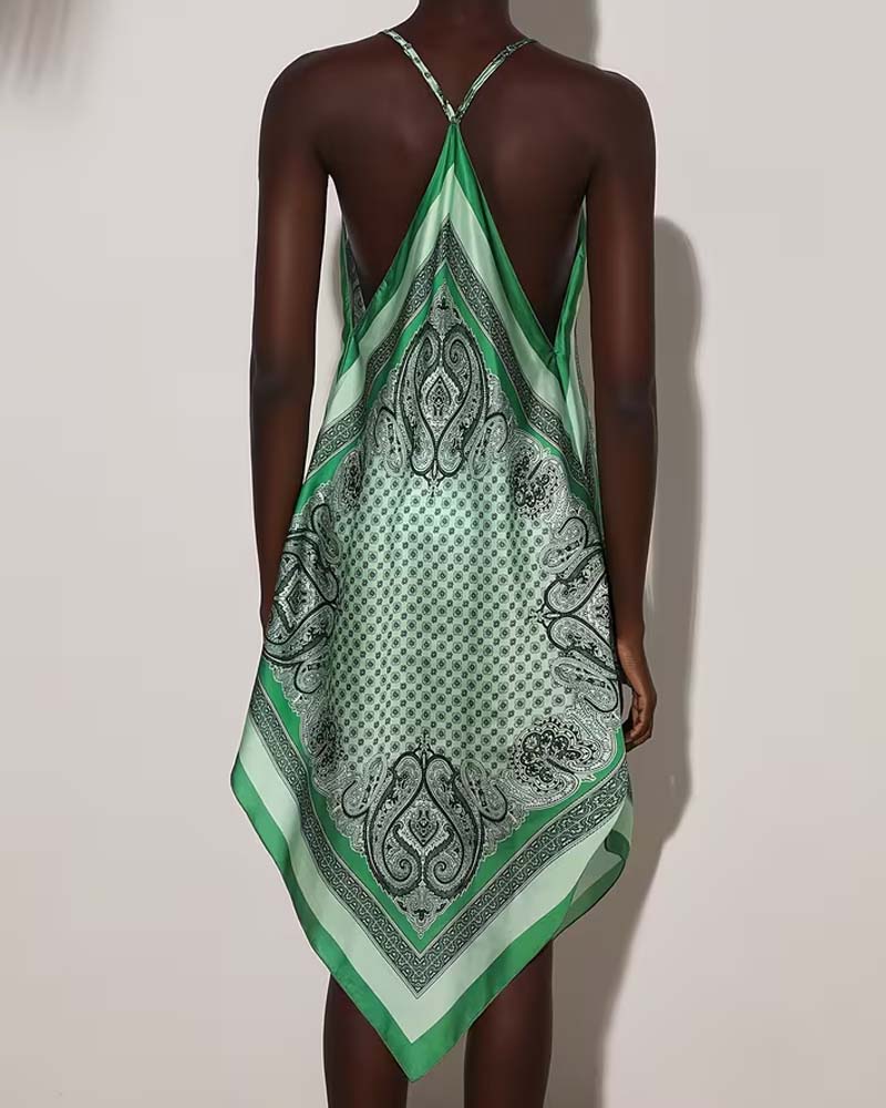 Robe Irrégulier Drapé Imprimé