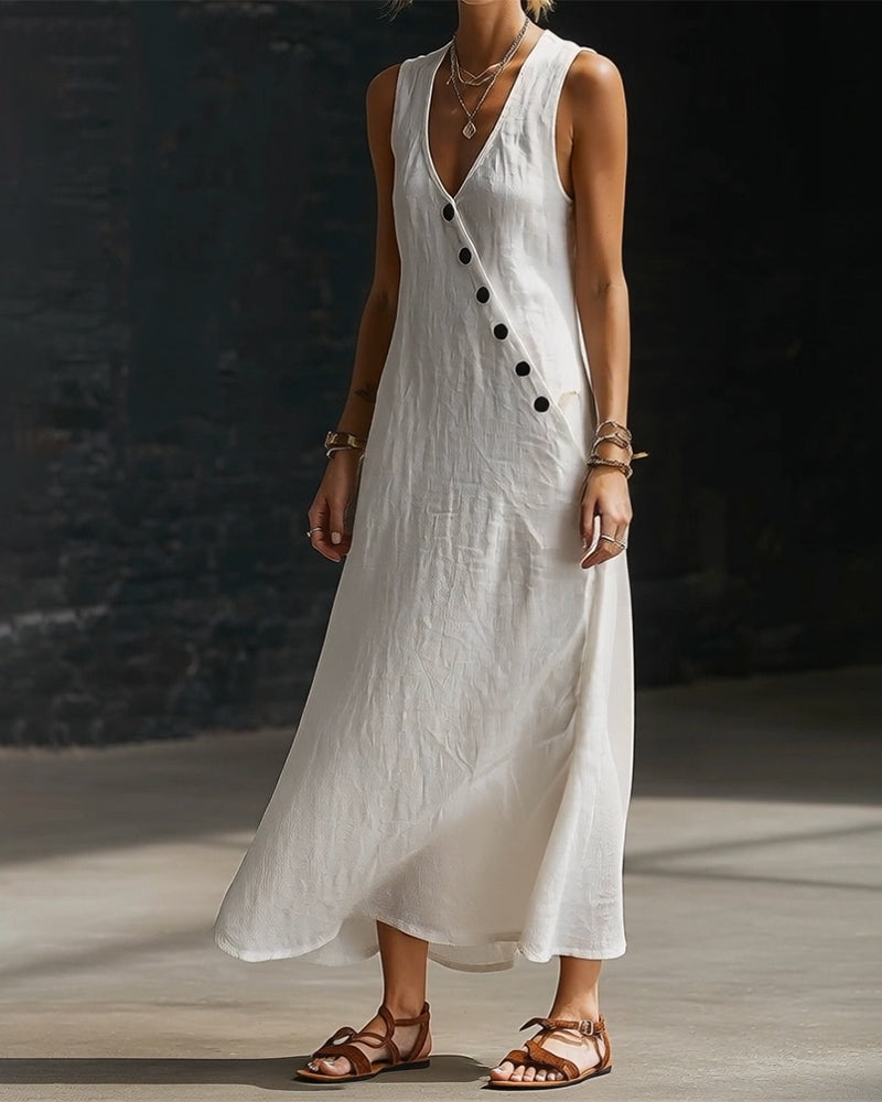 Robe Unie Bouton Gilet