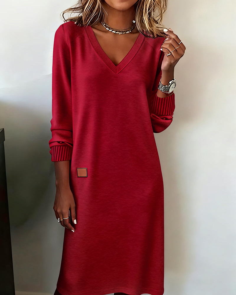 Robe Pull Col En V Élégante