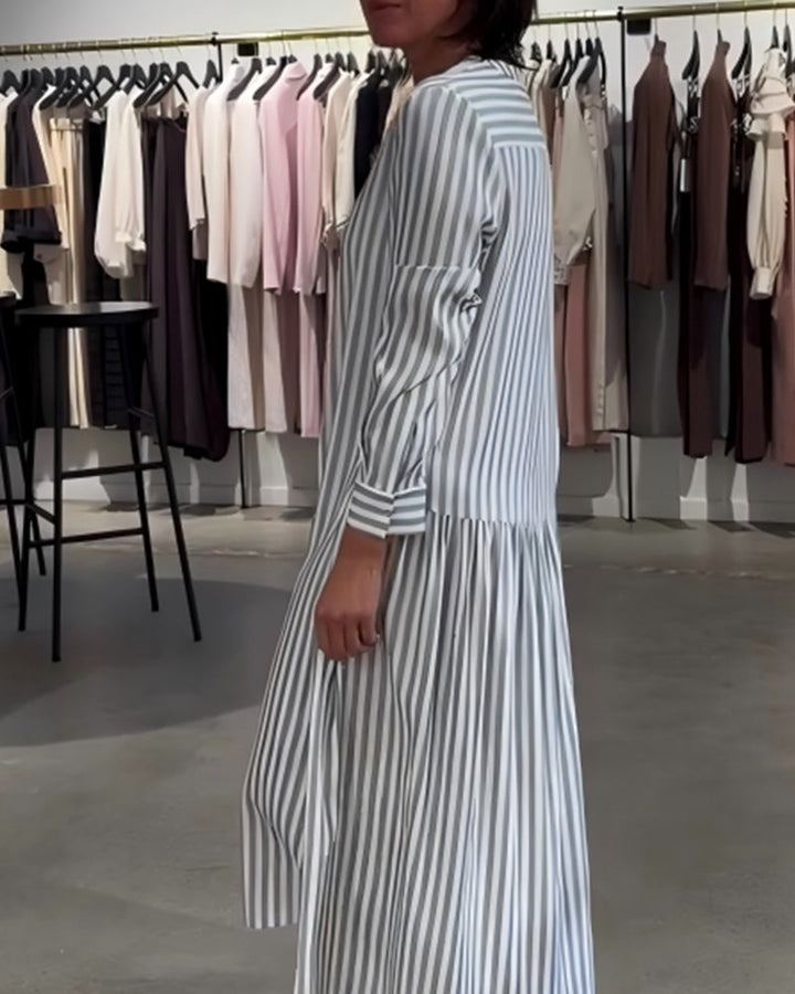 Robe Rayée Fente Côté Maxi