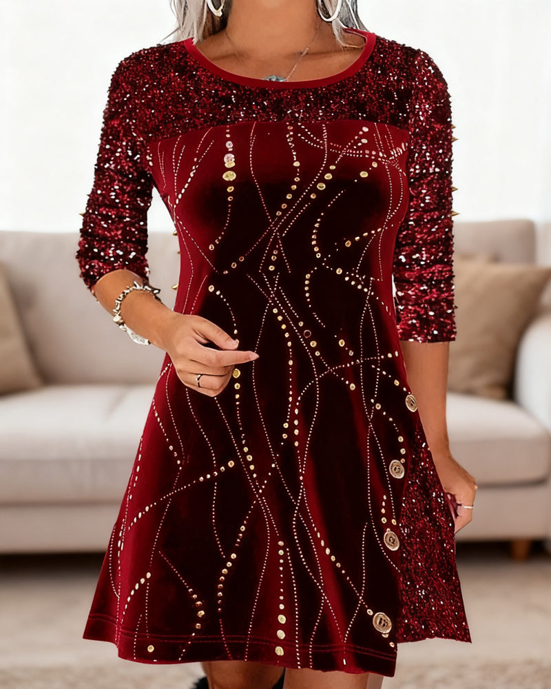 Robe Avec Détails Panneaux En Paillasson Et Velours