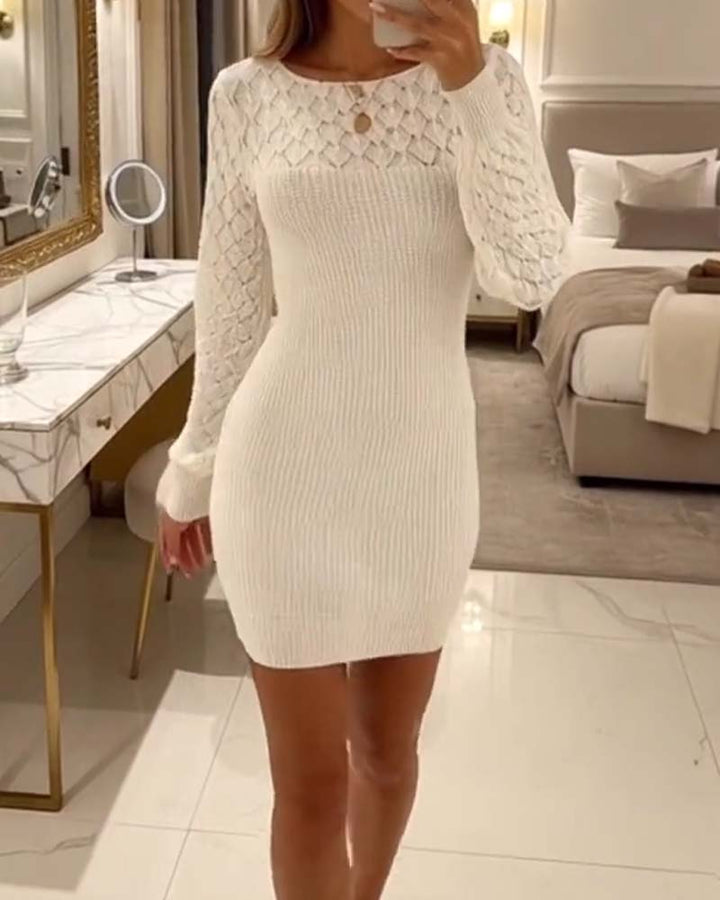 Robe élégante pull à col rond uni