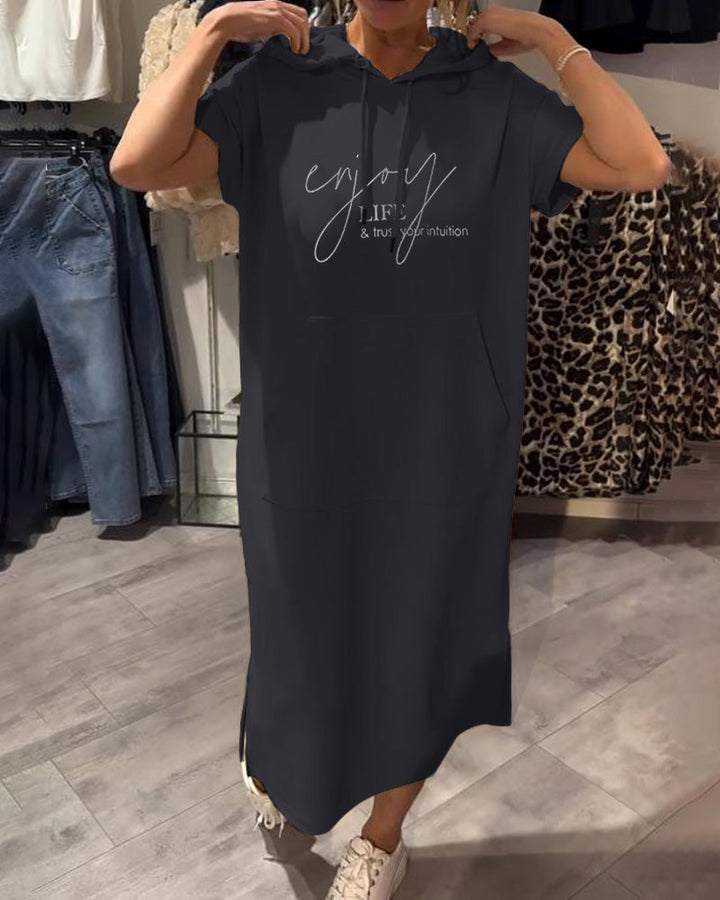 Robe À Capuche Décontractée Cordon