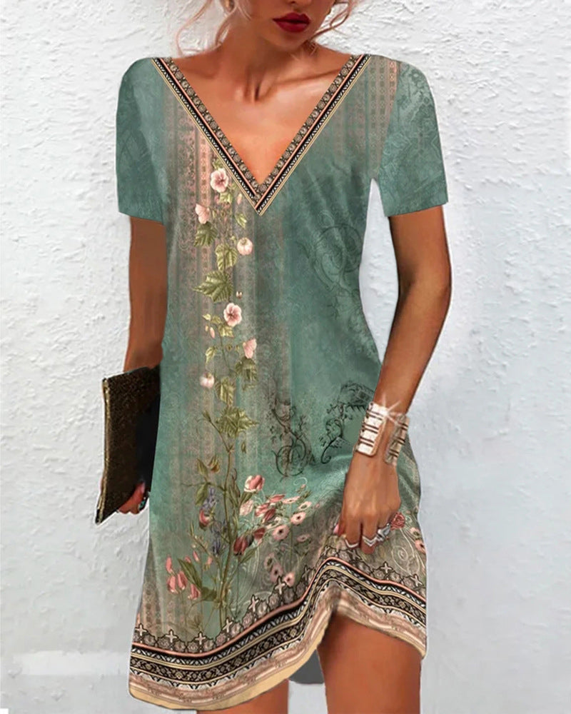 Robe à imprimé floral et manches courtes