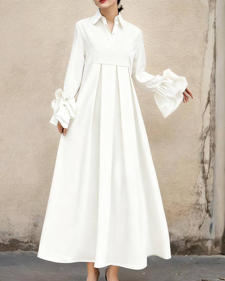 Robe Mode Col Chemise Évasé