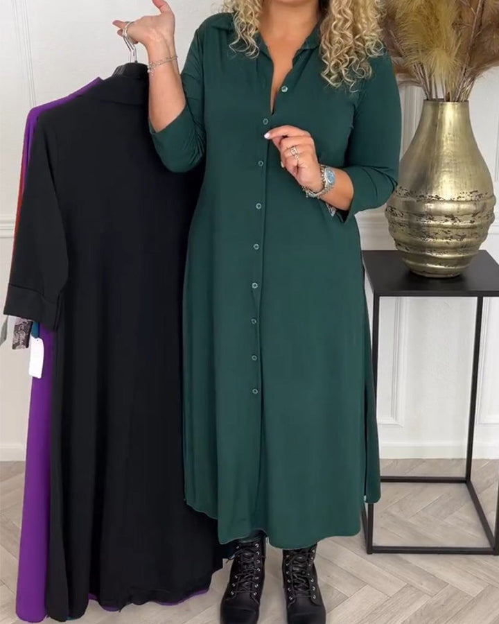 Robe chemise unie boutonnée