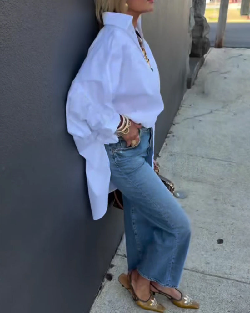 Chemise Mode Coupe Lâche Col