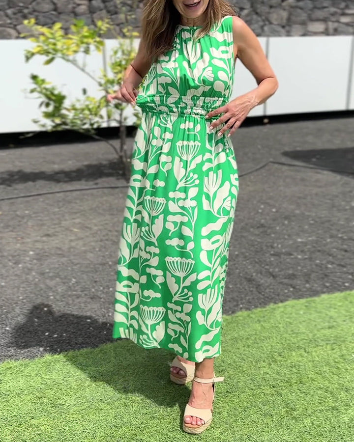Robe Sans Manches Longue Taille Imprimé