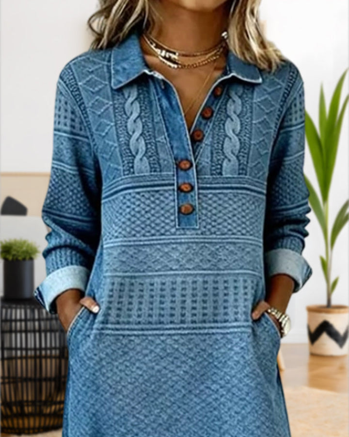 Robe Tendance Demi-Boutonné Revers