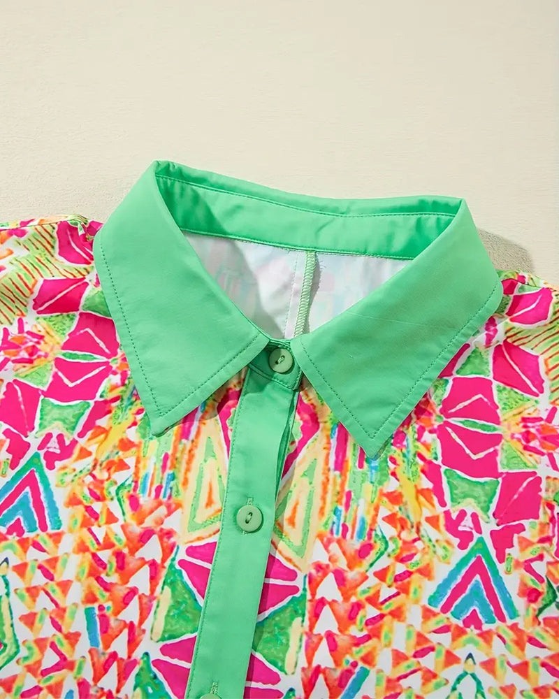 Robe Avec Col Chemise à Imprimé Coloré
