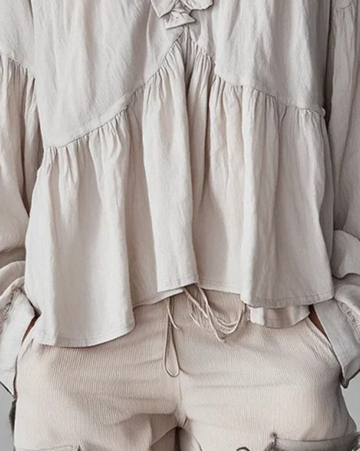 Blouse Volantée Col V Ample