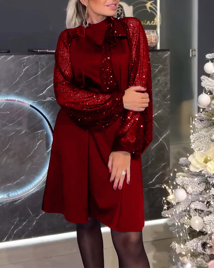 Robe pull à paillettes à manches longues
