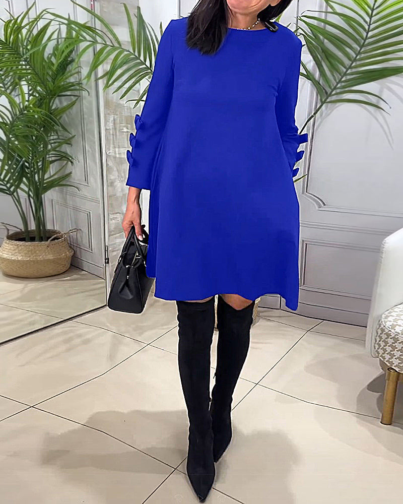 Robe décontractée au genou avec manches longues