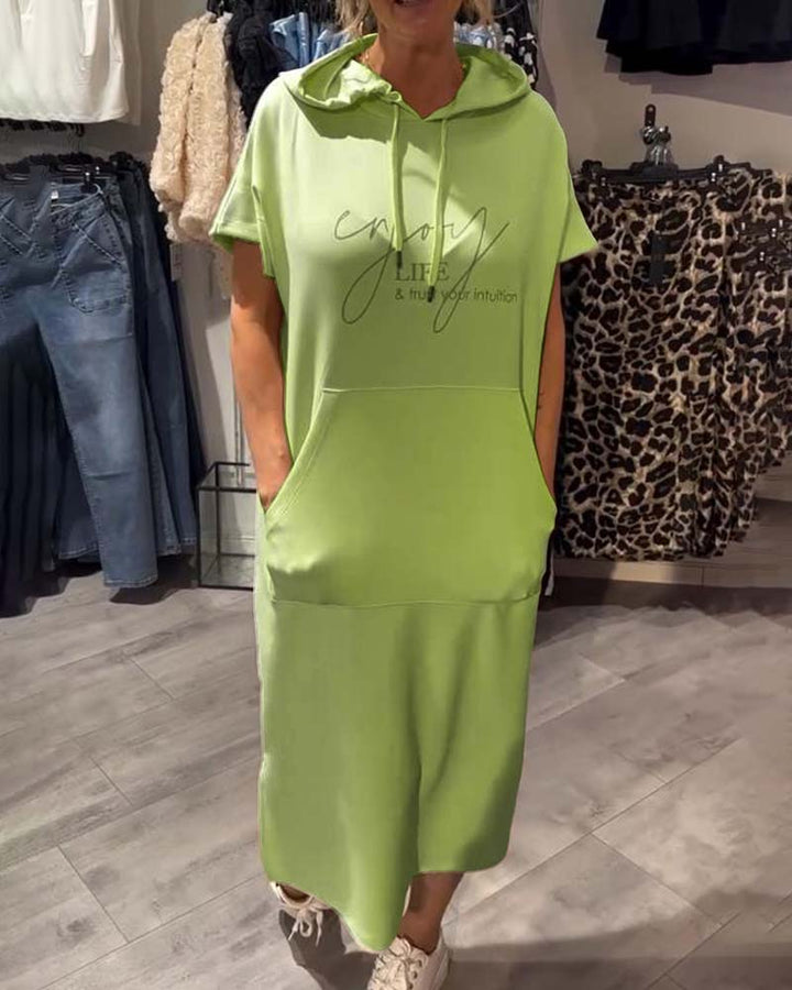 Robe À Capuche Décontractée Cordon
