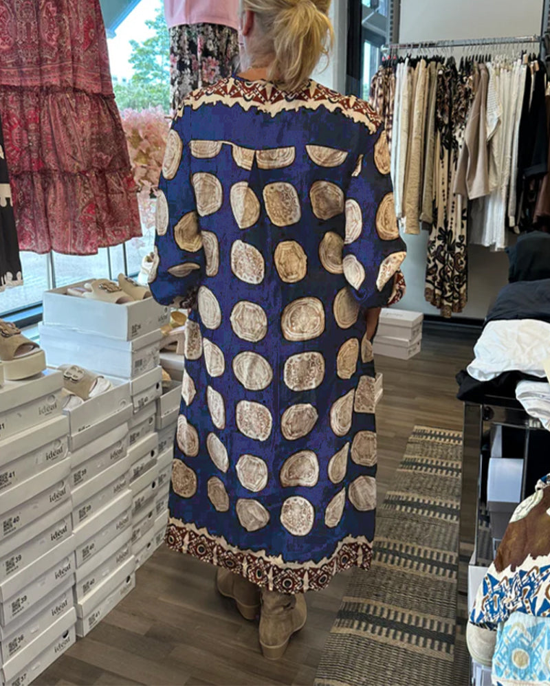 Robe Manches Longues En V Imprimé