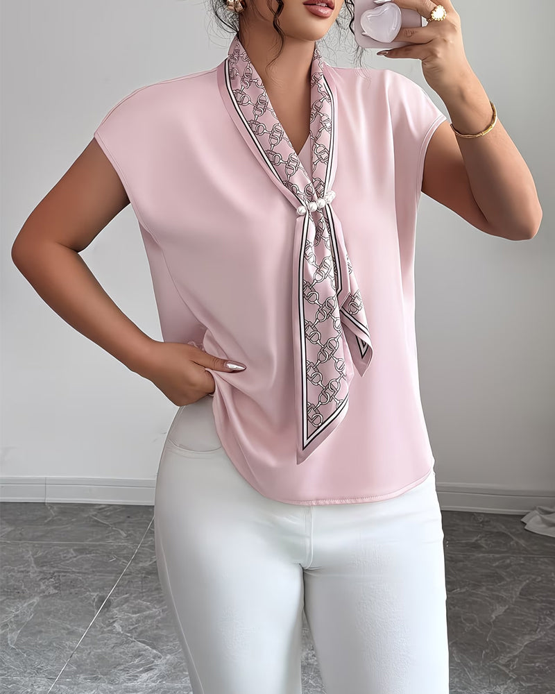 T-Shirt Court Manche Col V Mode