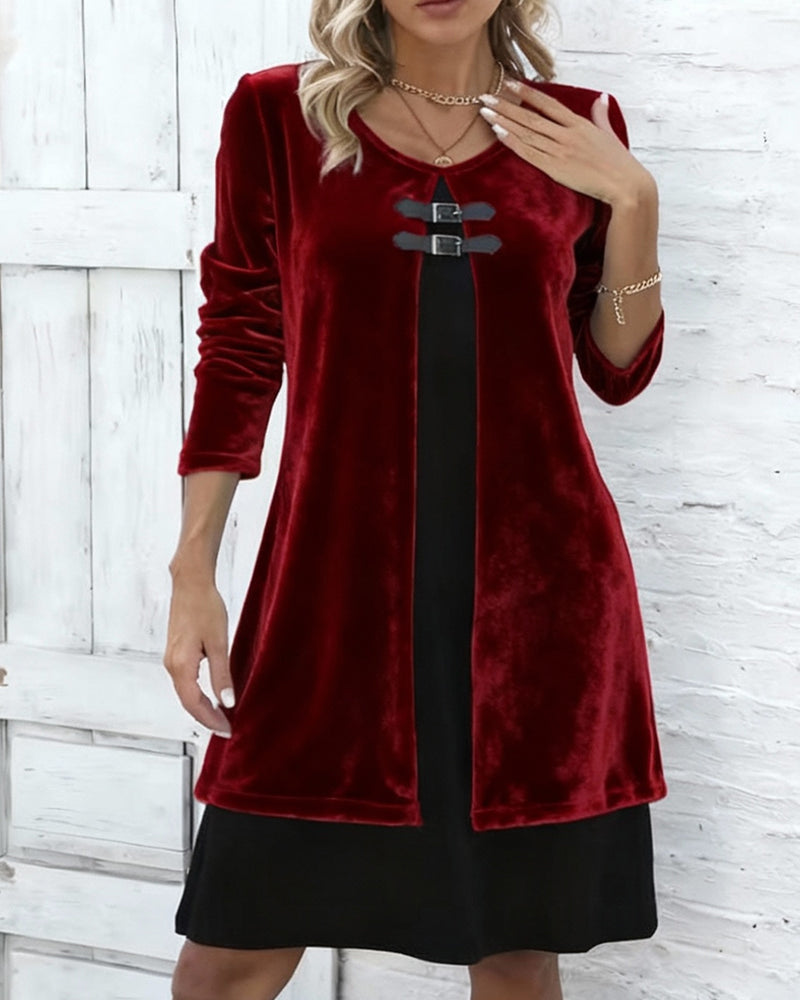 Robe En Velours Effet Deux Pièces