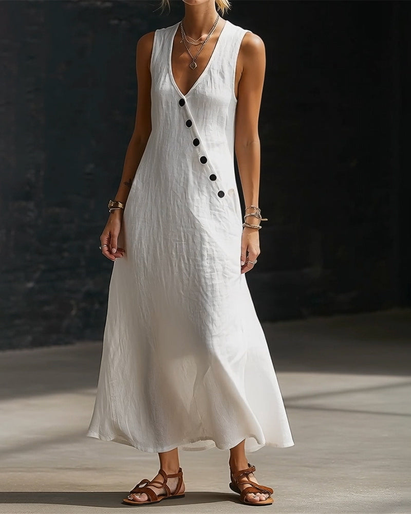 Robe Unie Bouton Gilet