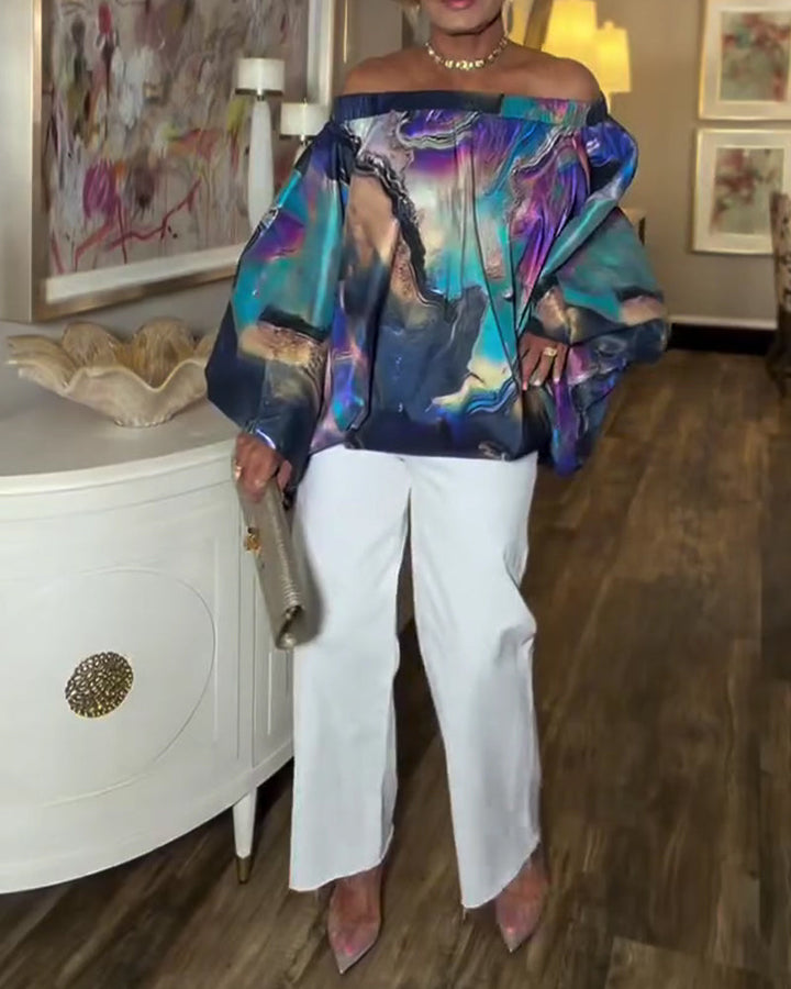Blouse Tendance À Épaules Dénudées Et Tie-Dye