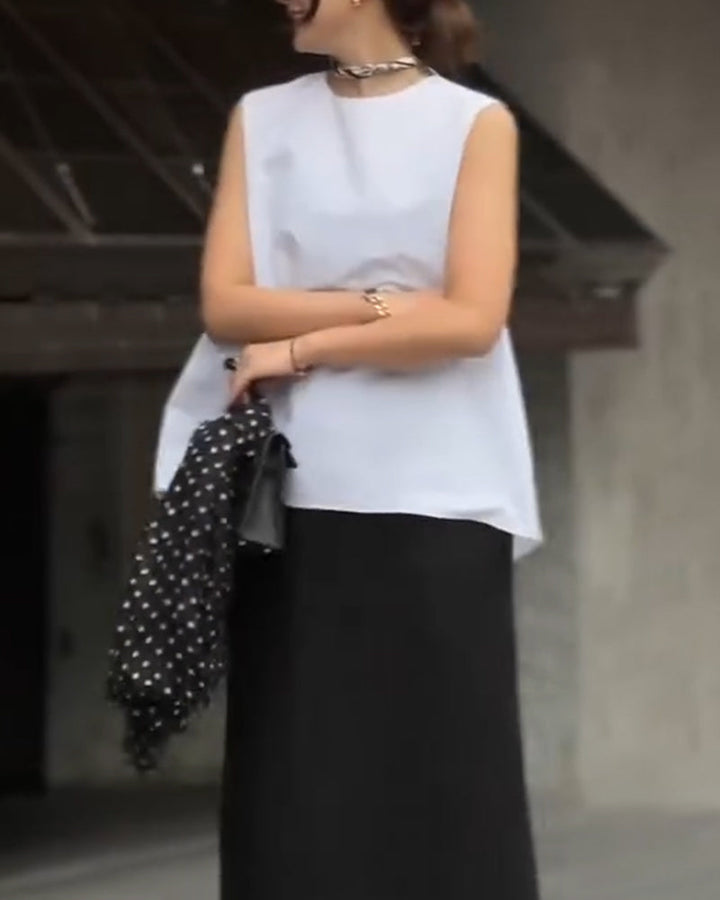 Blouse Asymétrique Sans Manches Style Gilet