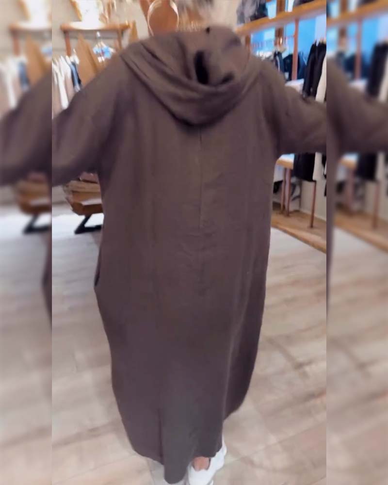 Robe À Capuche Manches Longues Large