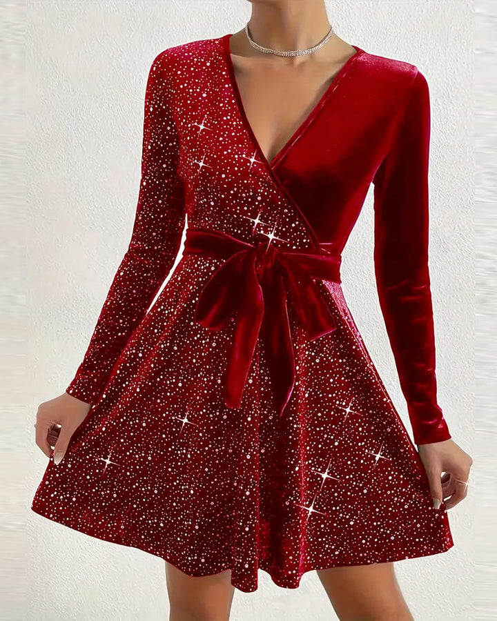 Robe Profond V Velours Perçage À Chaud