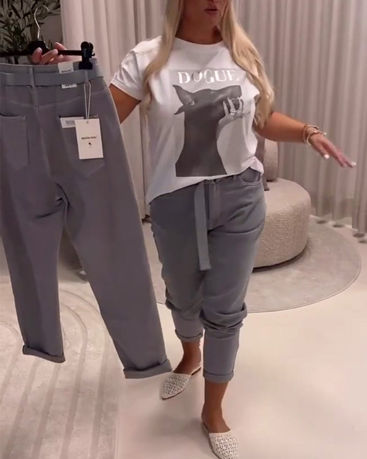 Pantalon Élastique Coupe Slim Décontracté