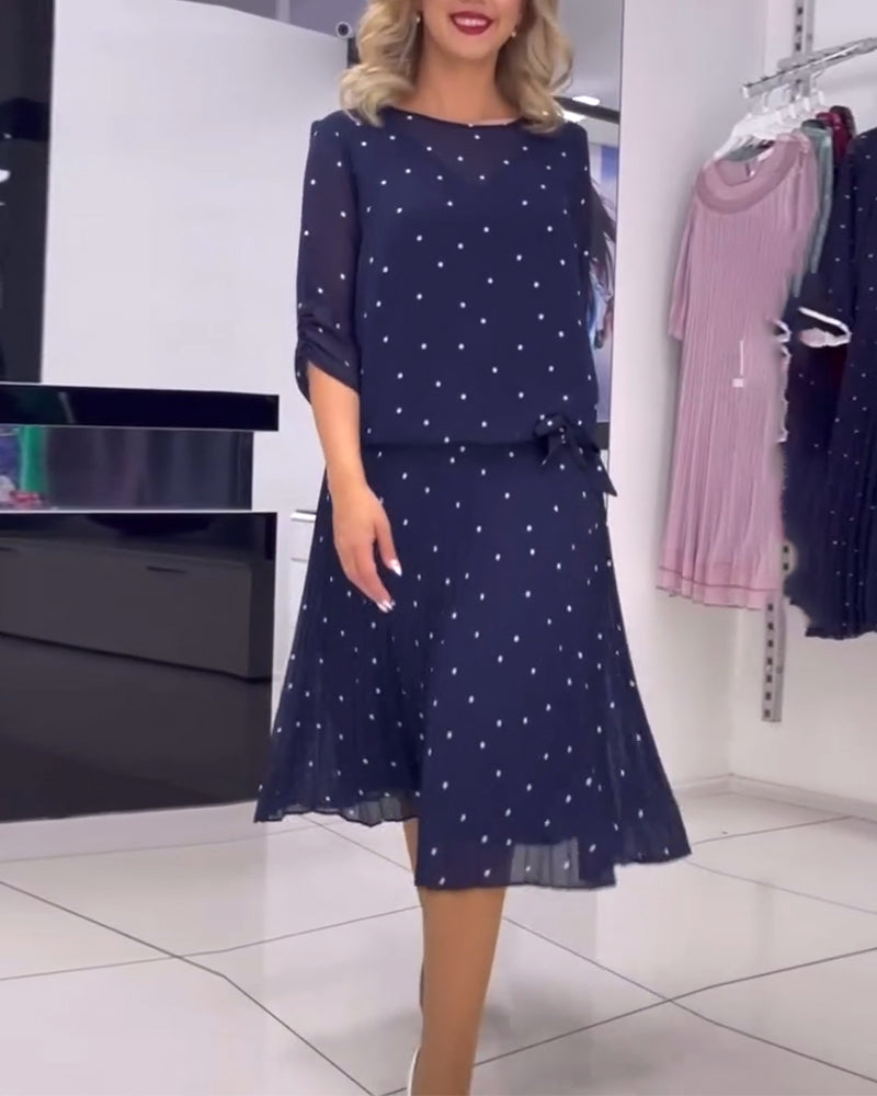 Robe décontractée à pois et col rond