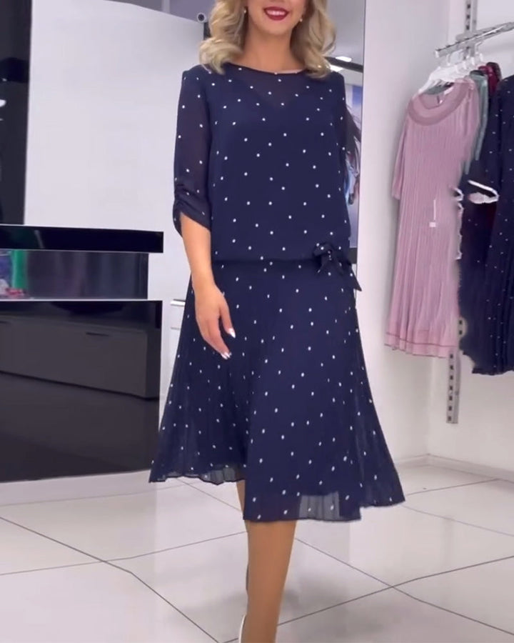 Robe décontractée à pois et col rond