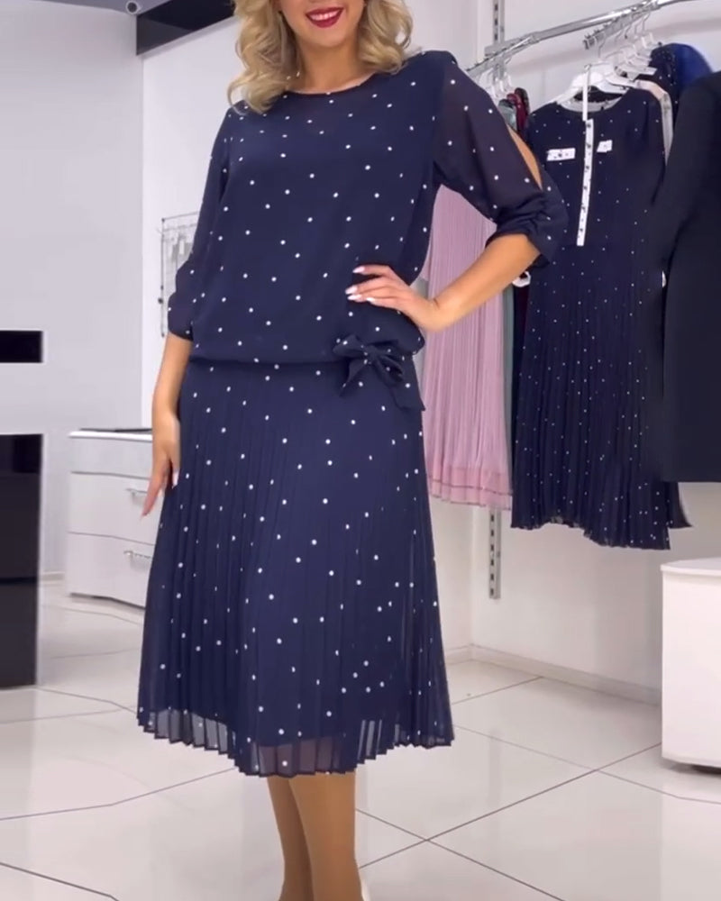 Robe décontractée à pois et col rond