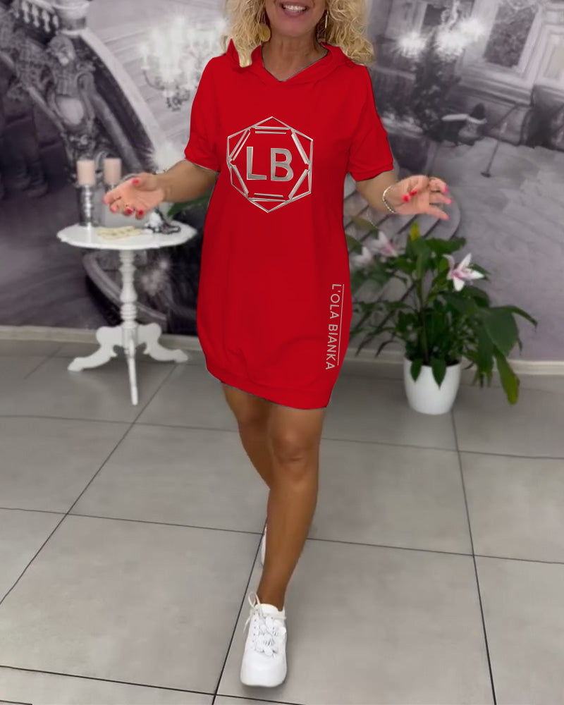 Robe À Capuche Imprimé Lettres Sport
