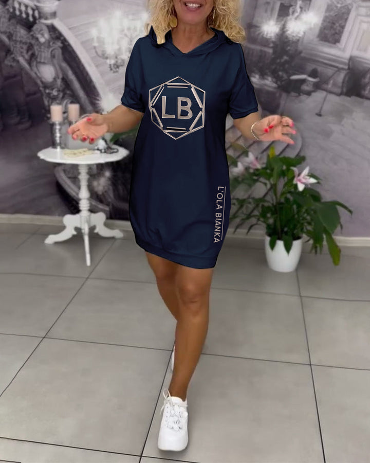 Robe À Capuche Imprimé Lettres Sport