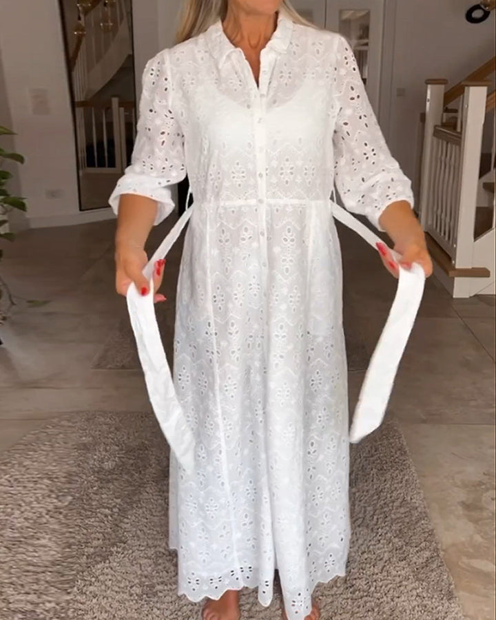 Robe mi-longue chic à manches 3/4