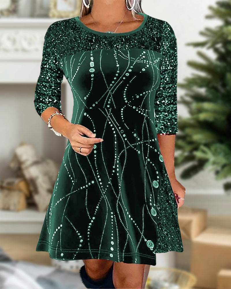 Robe Avec Détails Panneaux En Paillasson Et Velours