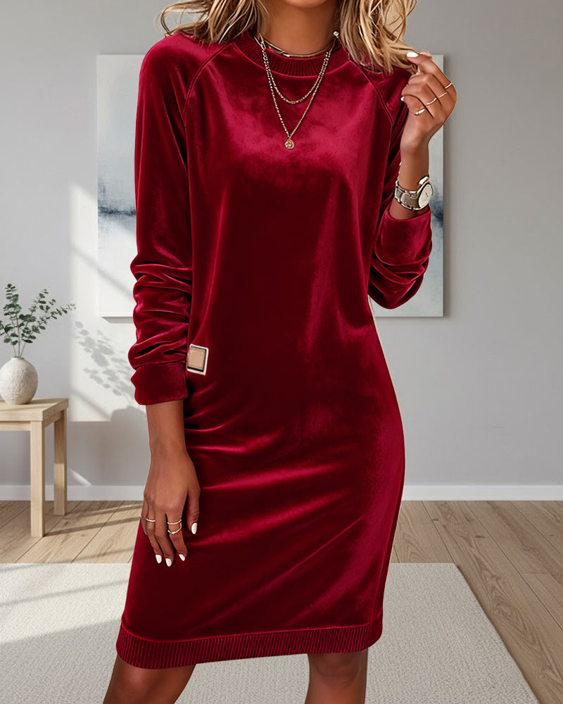 Robe Tendance Col Rond Manches Longues