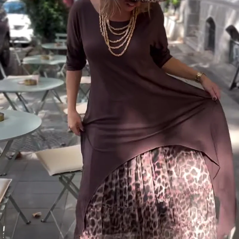 Robe À Manches Longues De Couleur Unie Irrégulière
