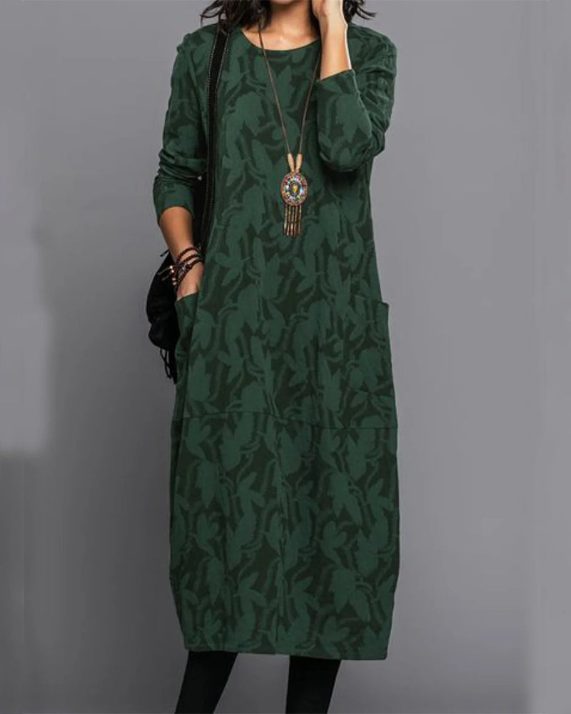 Robe imprimée avec poche et manches longues