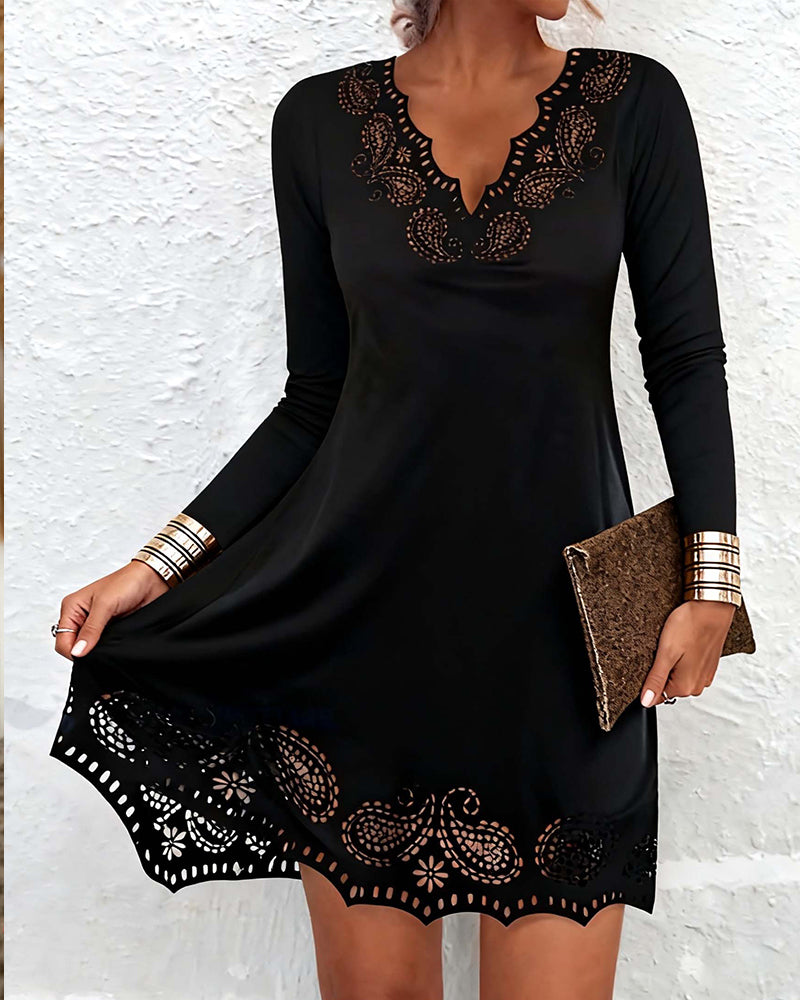 Robe Amincissante À Manches Longues Et Crochet