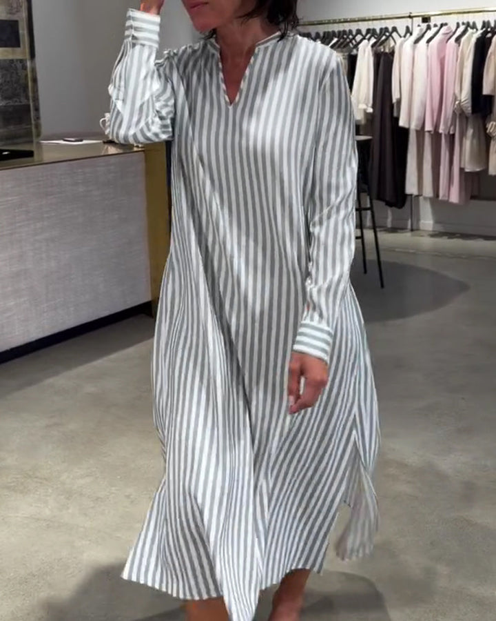 Robe Rayée Fente Côté Maxi