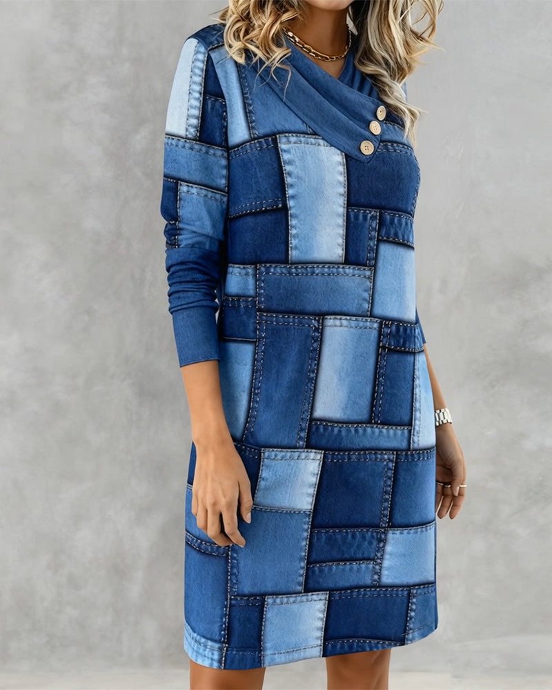 Robe Col Écharpe Mode Imprimé