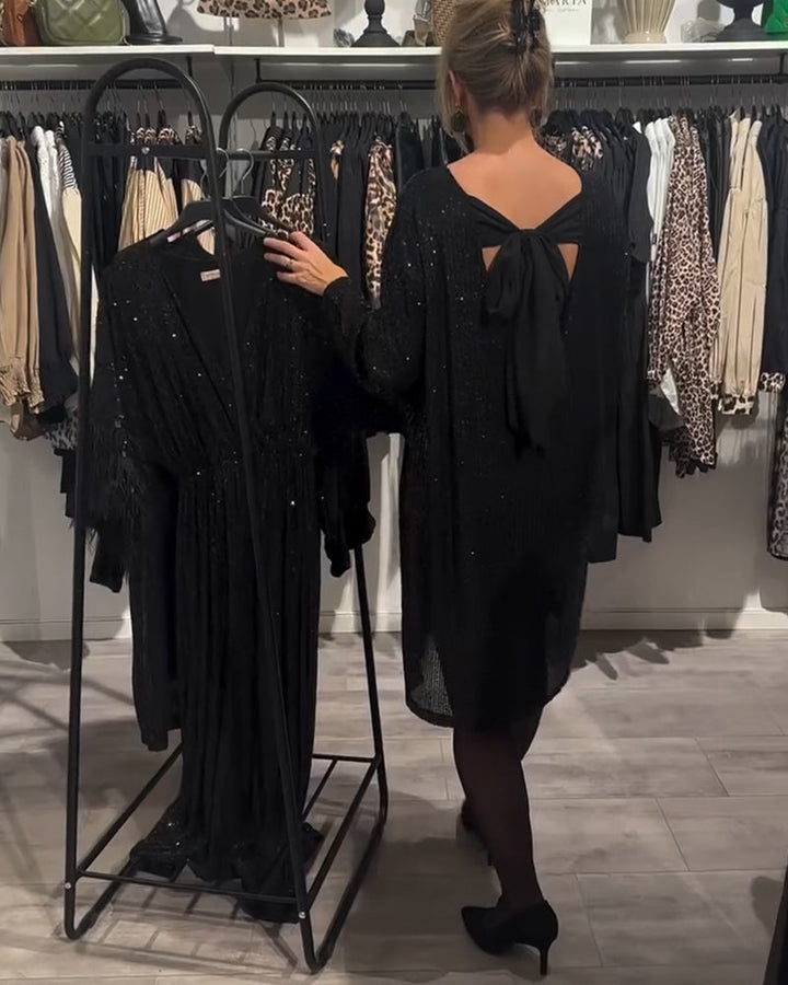 Robe Élégante Dos Nu À Bretelles Et Paillettes