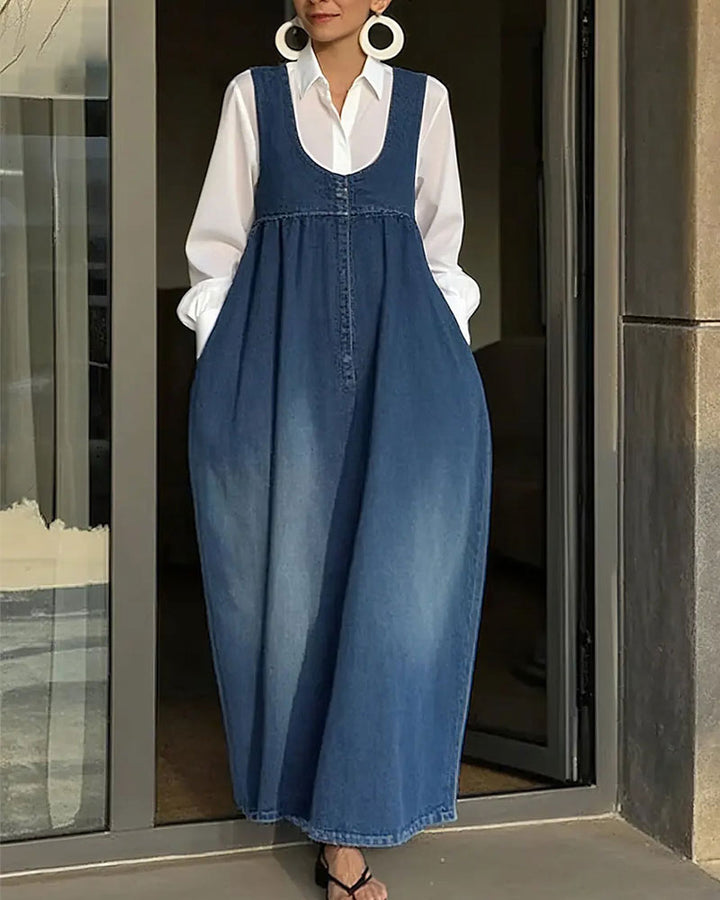 Robe Décontractée Salopette En Denim