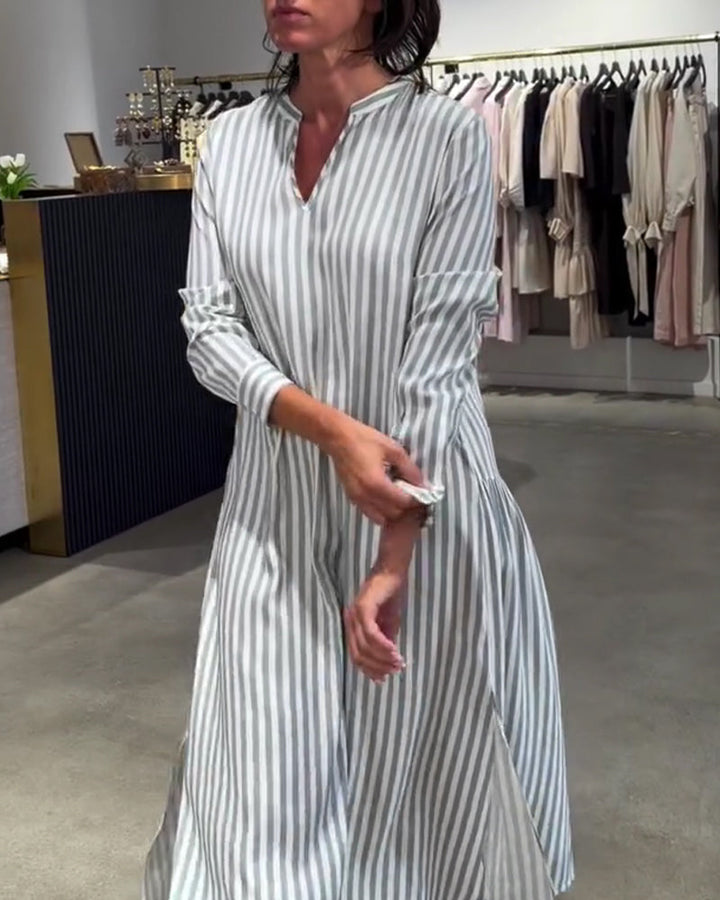 Robe Rayée Fente Côté Maxi