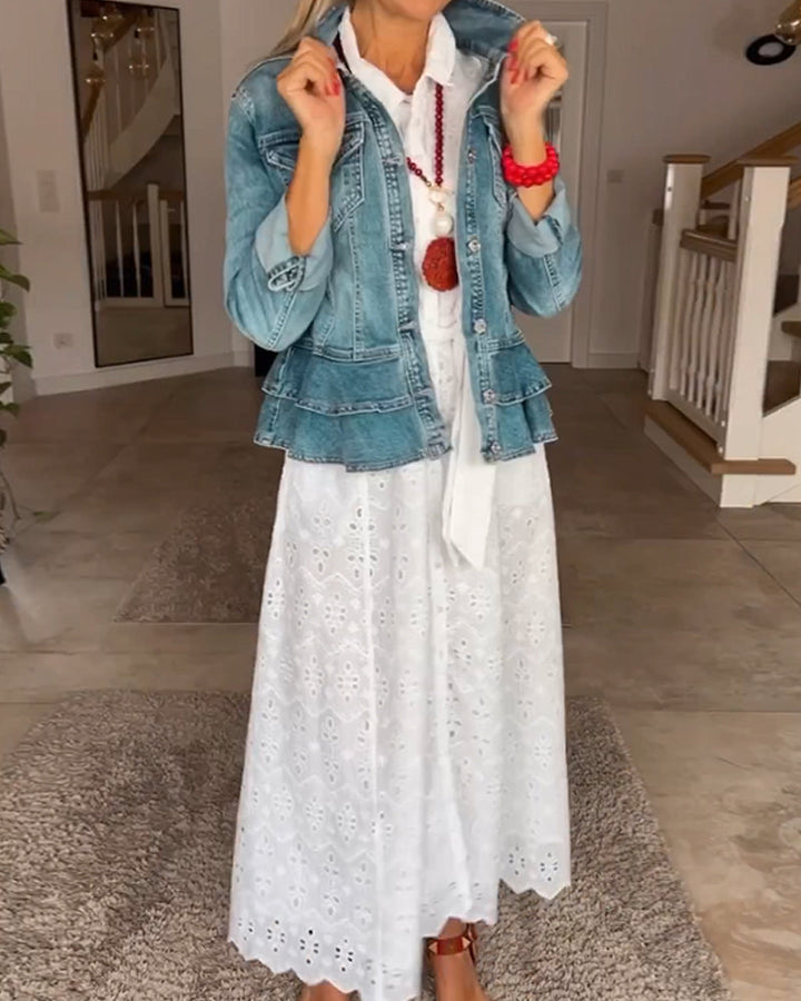 Robe mi-longue chic à manches 3/4