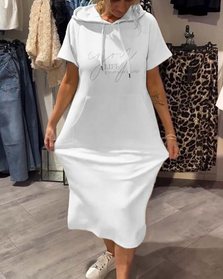 Robe À Capuche Décontractée Cordon