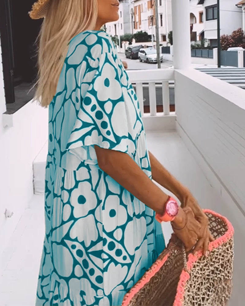 Robe ample imprimée à col en V