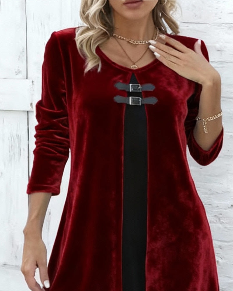 Robe En Velours Effet Deux Pièces